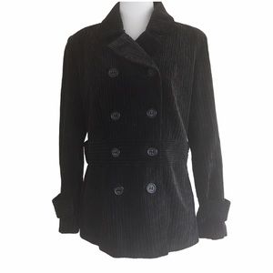Black Brushed Corduroy Doubled Breasted Jacket